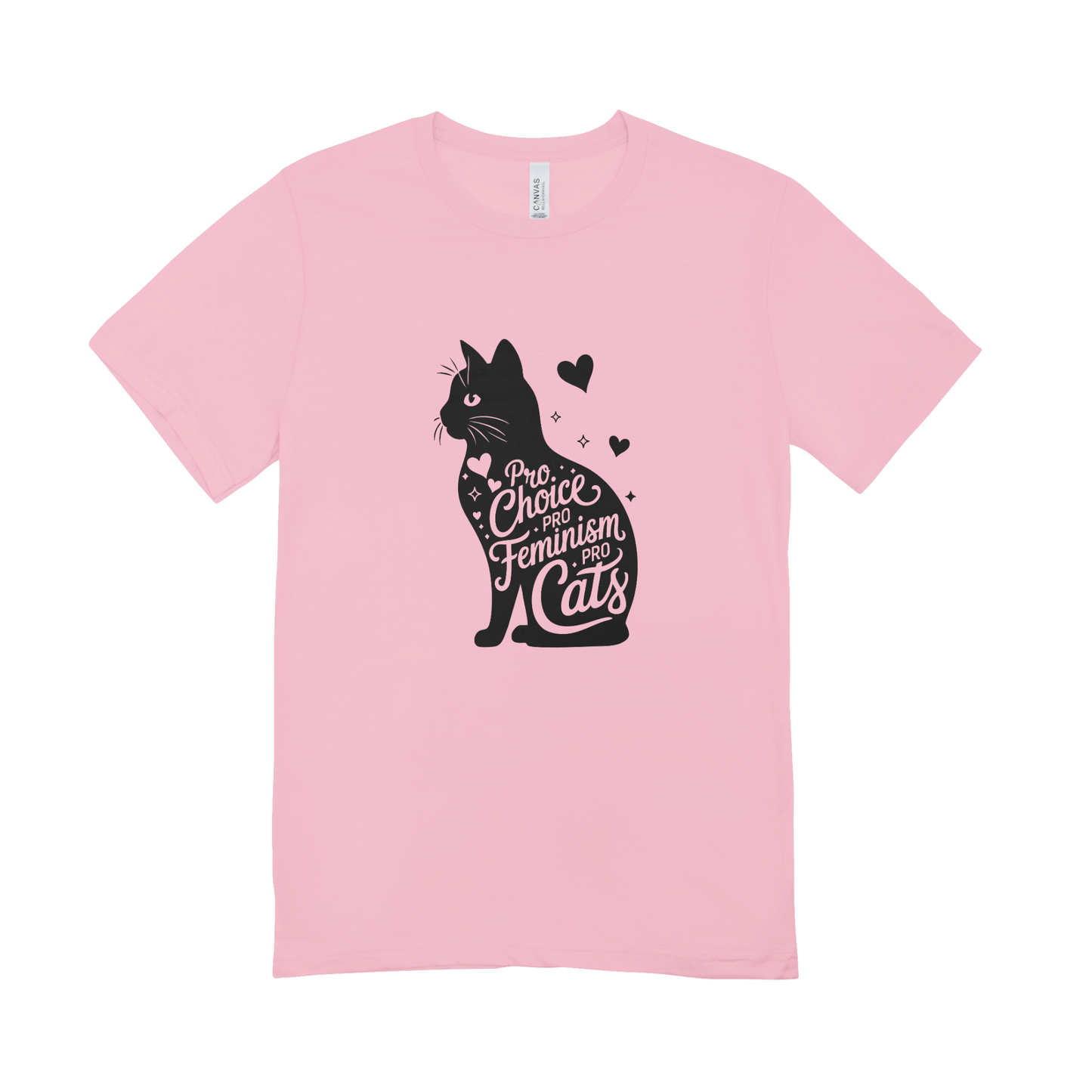 Unisex Bio-T-Shirt „Pro Choice – Pro Feminism – Pro Cats“ | Schwarzer Druck | 11 Farben