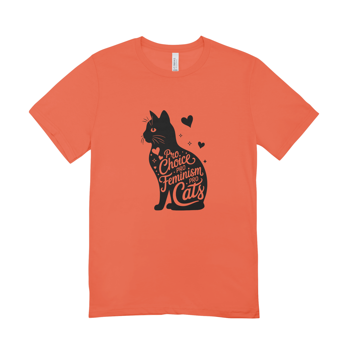Unisex Bio-T-Shirt „Pro Choice – Pro Feminism – Pro Cats“ | Schwarzer Druck | 11 Farben