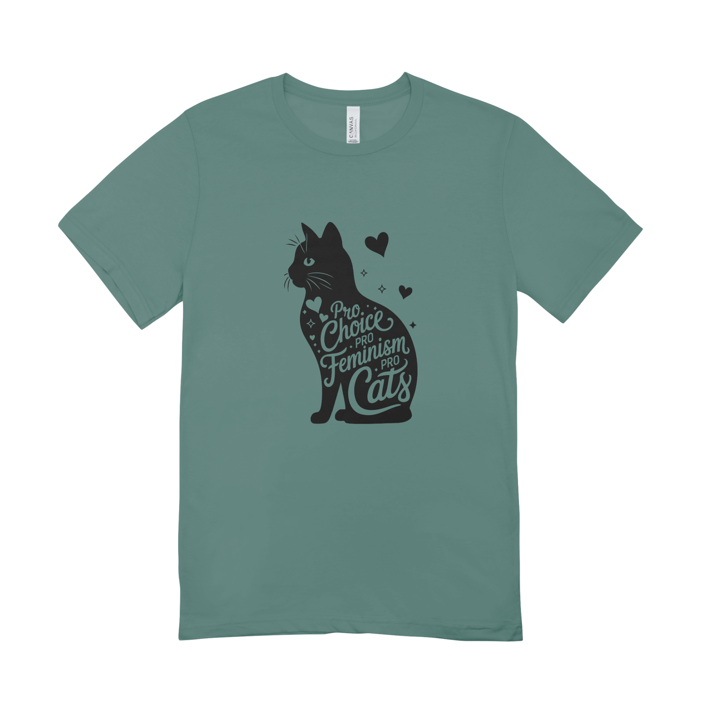 Unisex Bio-T-Shirt „Pro Choice – Pro Feminism – Pro Cats“ | Schwarzer Druck | 11 Farben