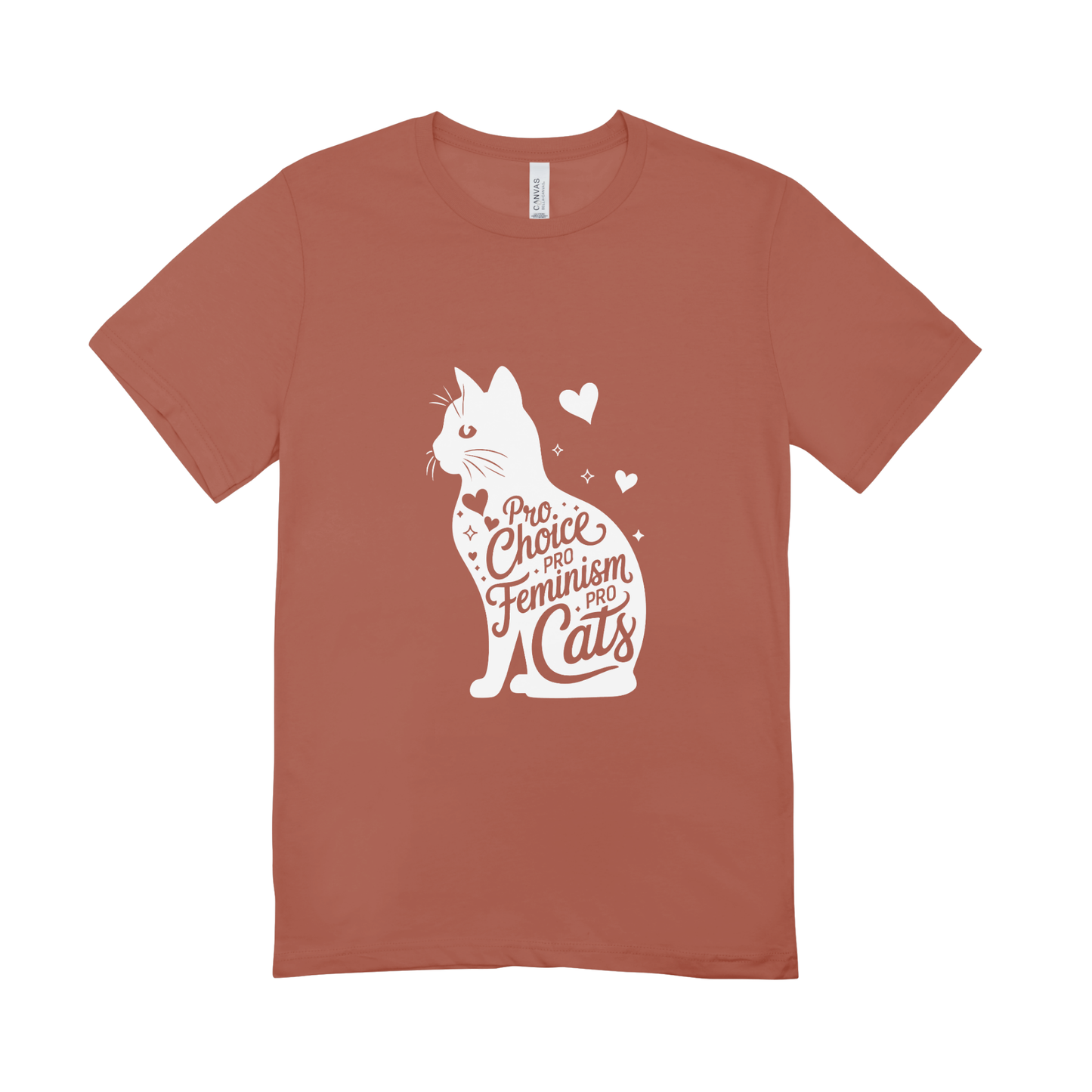 Unisex Bio-T-Shirt „Pro Choice – Pro Feminism – Pro Cats“ | Weißer Druck | 11 Farben