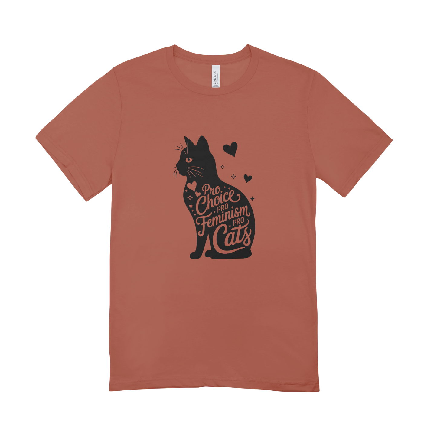 Unisex Bio-T-Shirt „Pro Choice – Pro Feminism – Pro Cats“ | Schwarzer Druck | 11 Farben