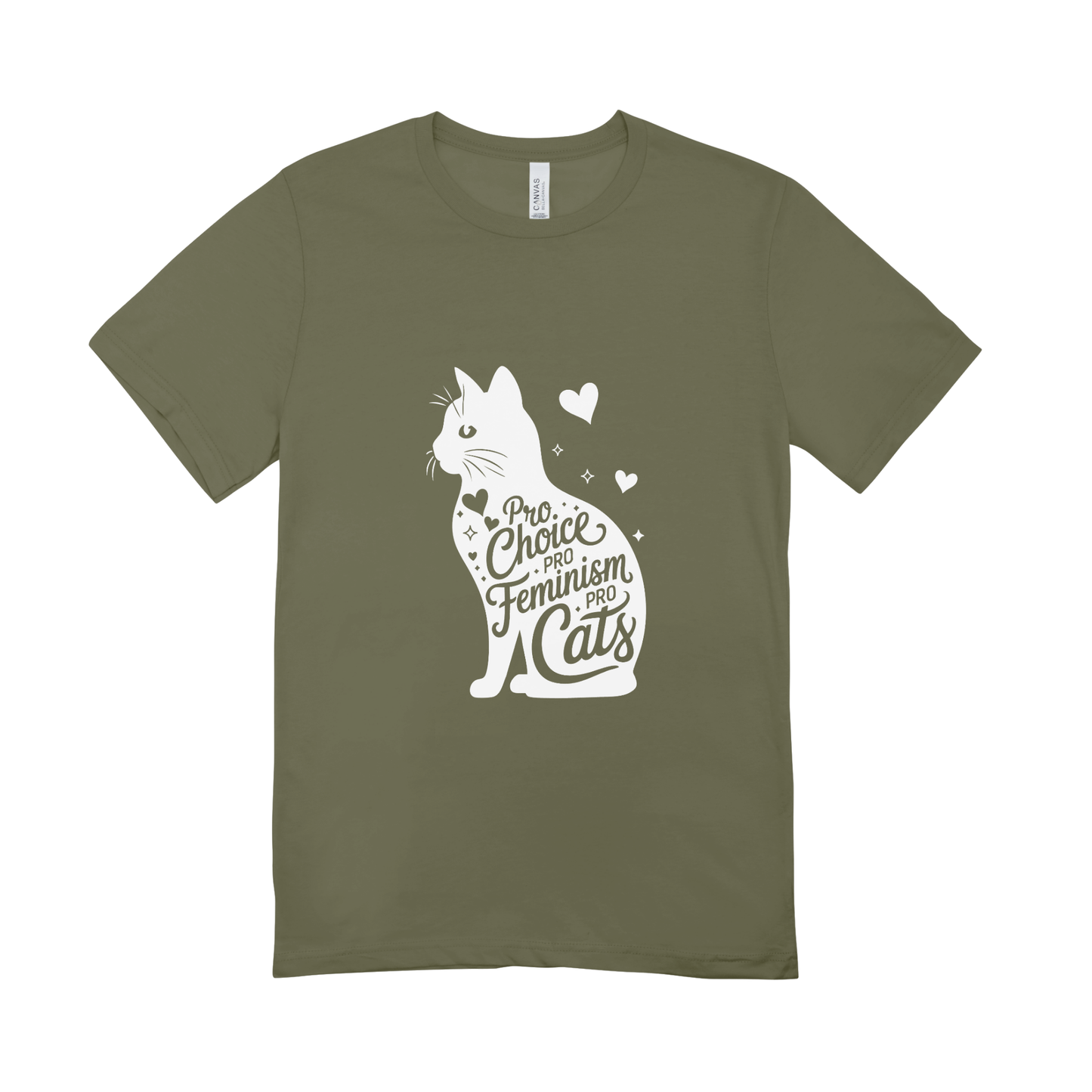 Unisex Bio-T-Shirt „Pro Choice – Pro Feminism – Pro Cats“ | Weißer Druck | 11 Farben