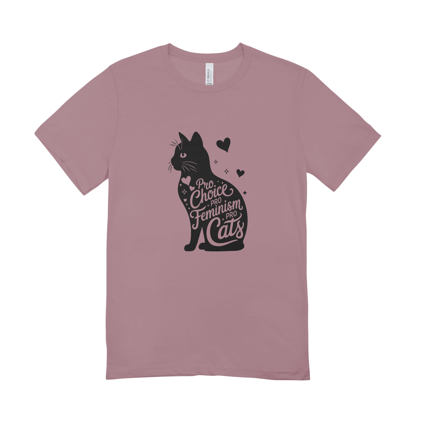 Unisex Bio-T-Shirt „Pro Choice – Pro Feminism – Pro Cats“ | Schwarzer Druck | 11 Farben