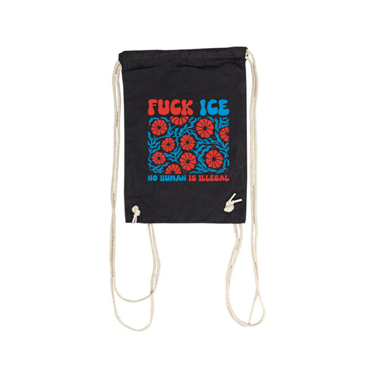 Turnbeutel „Fuck ICE – Floral Edition“