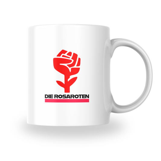 Die Rosaroten – Logo mit Schriftzug Keramiktass