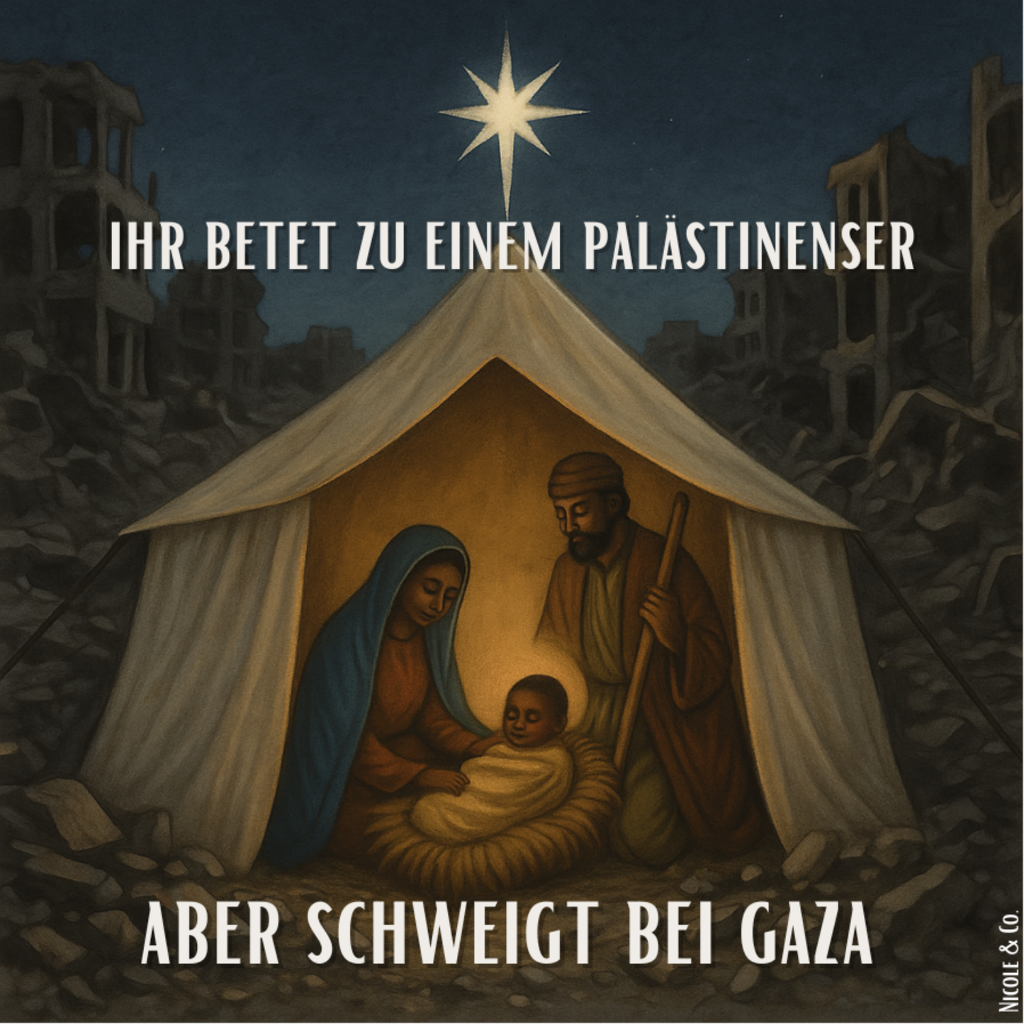 „Ihr betet zu einem Palästinenser – aber schweigt bei Gaza“ - Vinyl Sticker