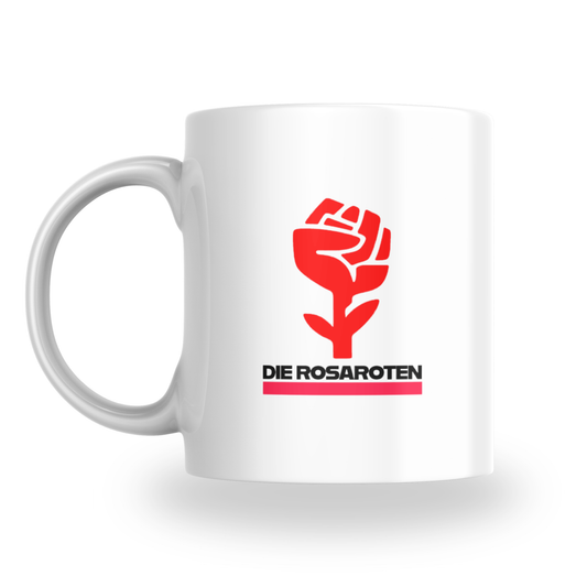 Die Rosaroten – Logo mit Schriftzug Keramiktass