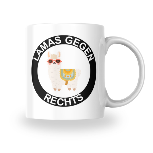 Lamas gegen Rechts – Keramiktasse (325 ml)