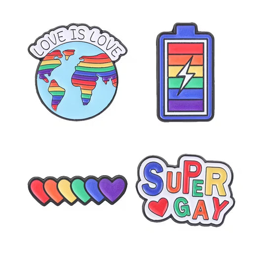 LGBTQ Pride Pin Set – 4er Regenbogen Emaille Anstecker