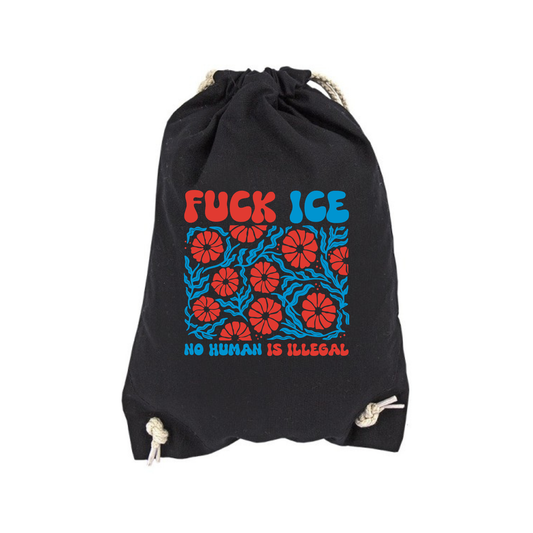 Turnbeutel „Fuck ICE – Floral Edition“