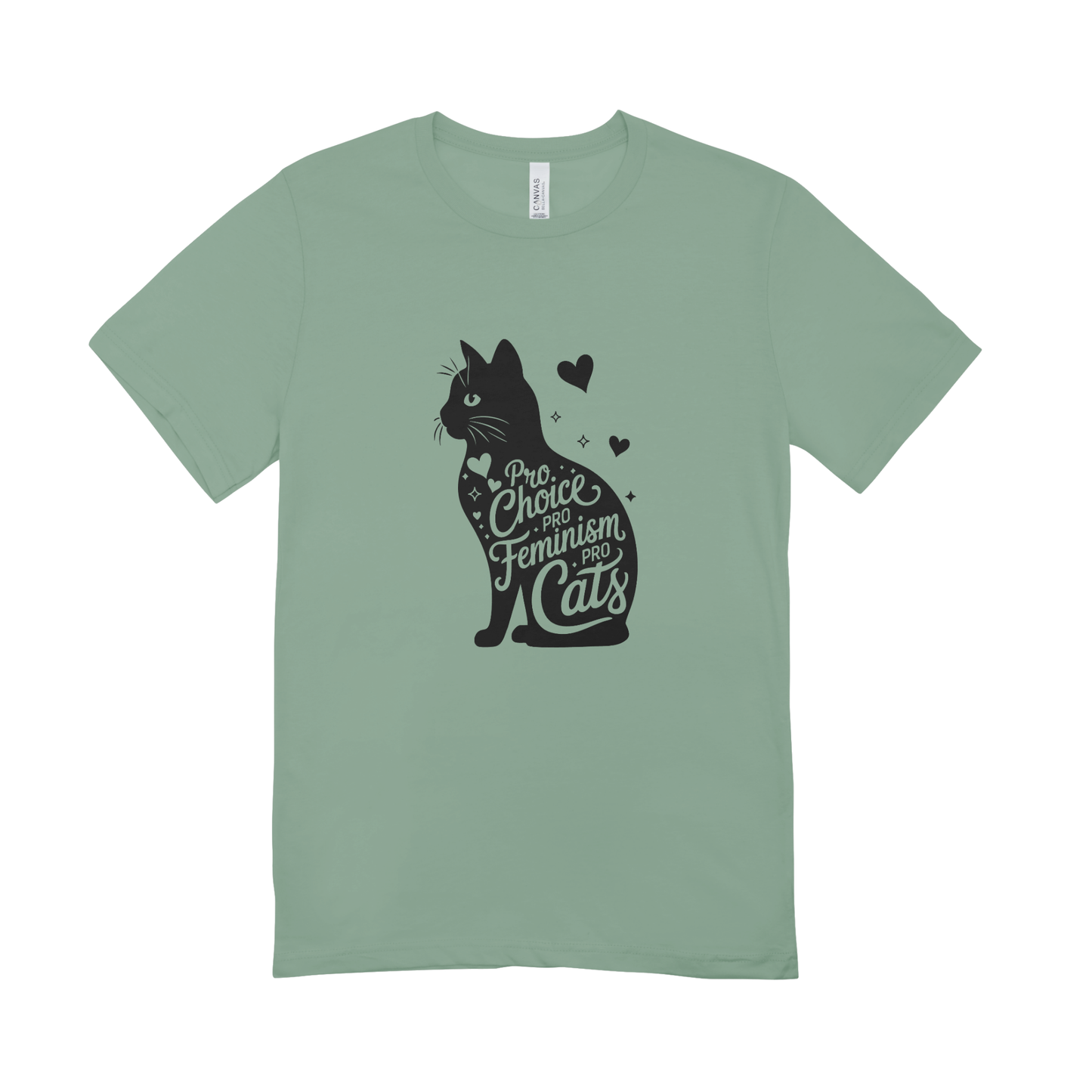 Unisex Bio-T-Shirt „Pro Choice – Pro Feminism – Pro Cats“ | Schwarzer Druck | 11 Farben