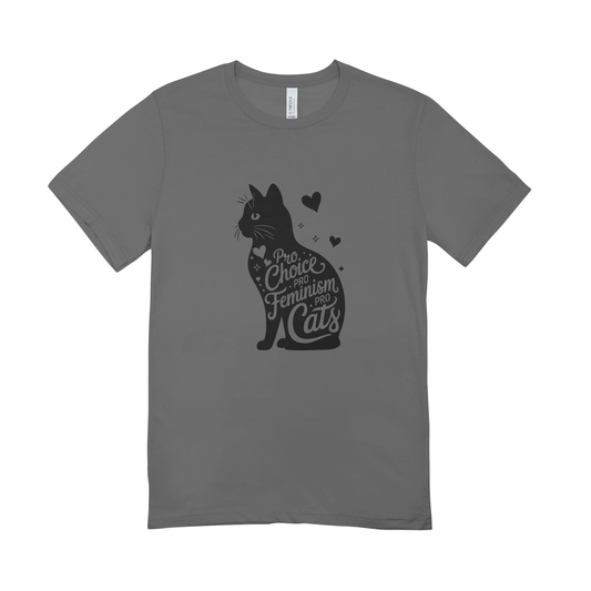 Unisex Bio-T-Shirt „Pro Choice – Pro Feminism – Pro Cats“ | Schwarzer Druck | 11 Farben