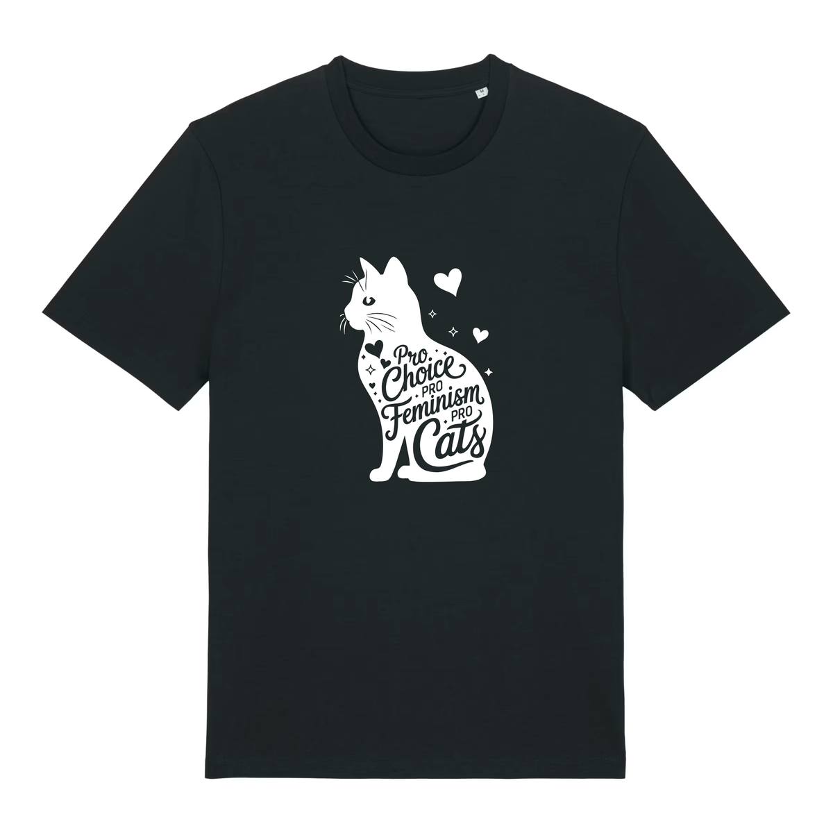 Pro Choice – Pro Feminism – Pro Cats, weißer Druck auf Black