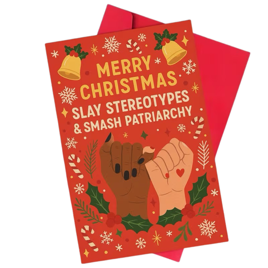 „Slay Stereotypes & Smash Patriarchy“ – Feministische Weihnachtskarte
