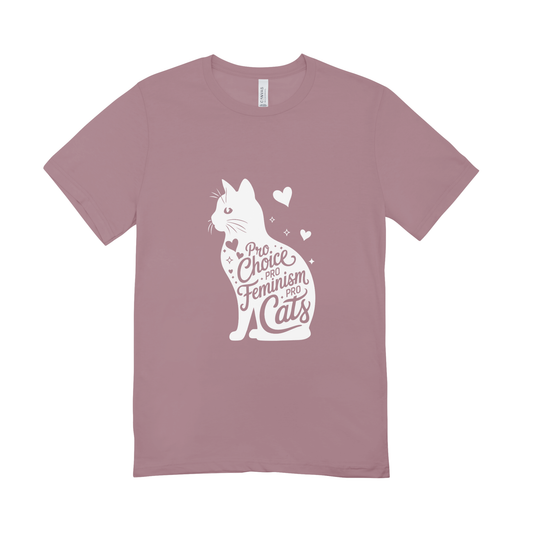 Unisex Bio-T-Shirt „Pro Choice – Pro Feminism – Pro Cats“ | Weißer Druck | 11 Farben