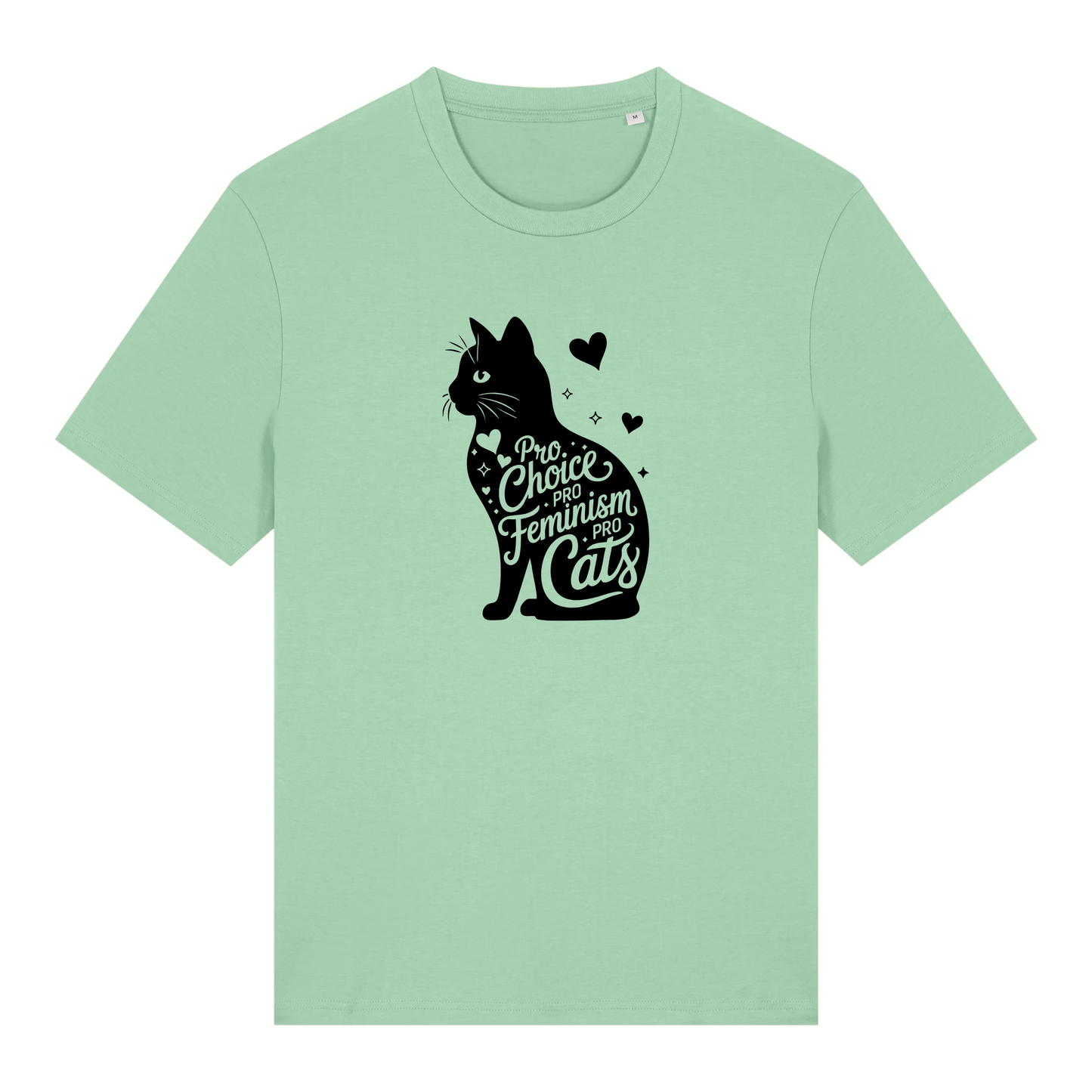 Unisex Bio-T-Shirt „Pro Choice – Pro Feminism – Pro Cats“ | Schwarzer Druck