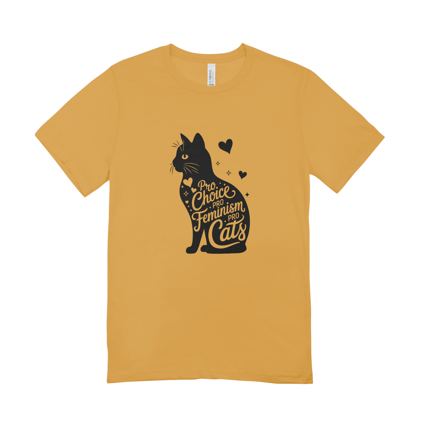 Unisex Bio-T-Shirt „Pro Choice – Pro Feminism – Pro Cats“ | Schwarzer Druck | 11 Farben