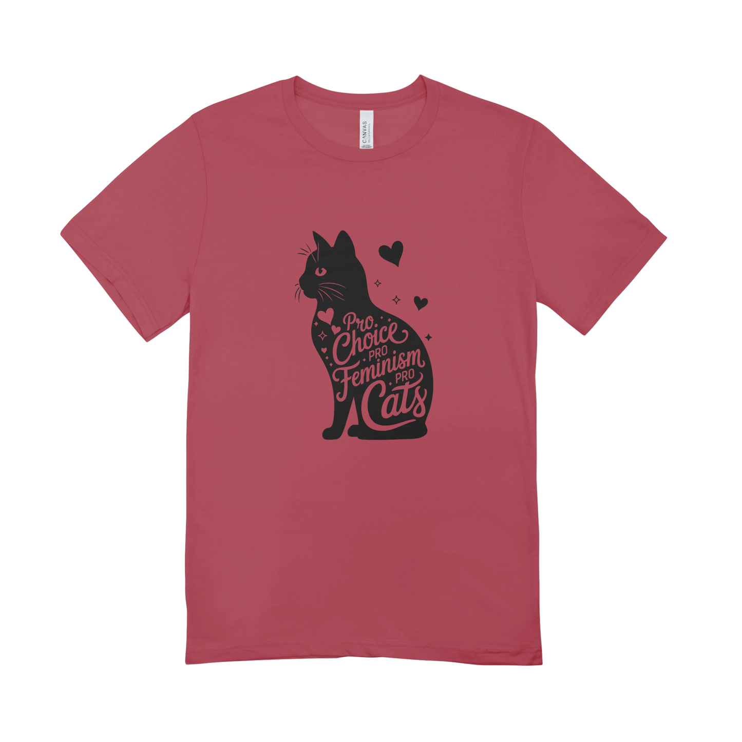 Unisex Bio-T-Shirt „Pro Choice – Pro Feminism – Pro Cats“ | Schwarzer Druck | 11 Farben