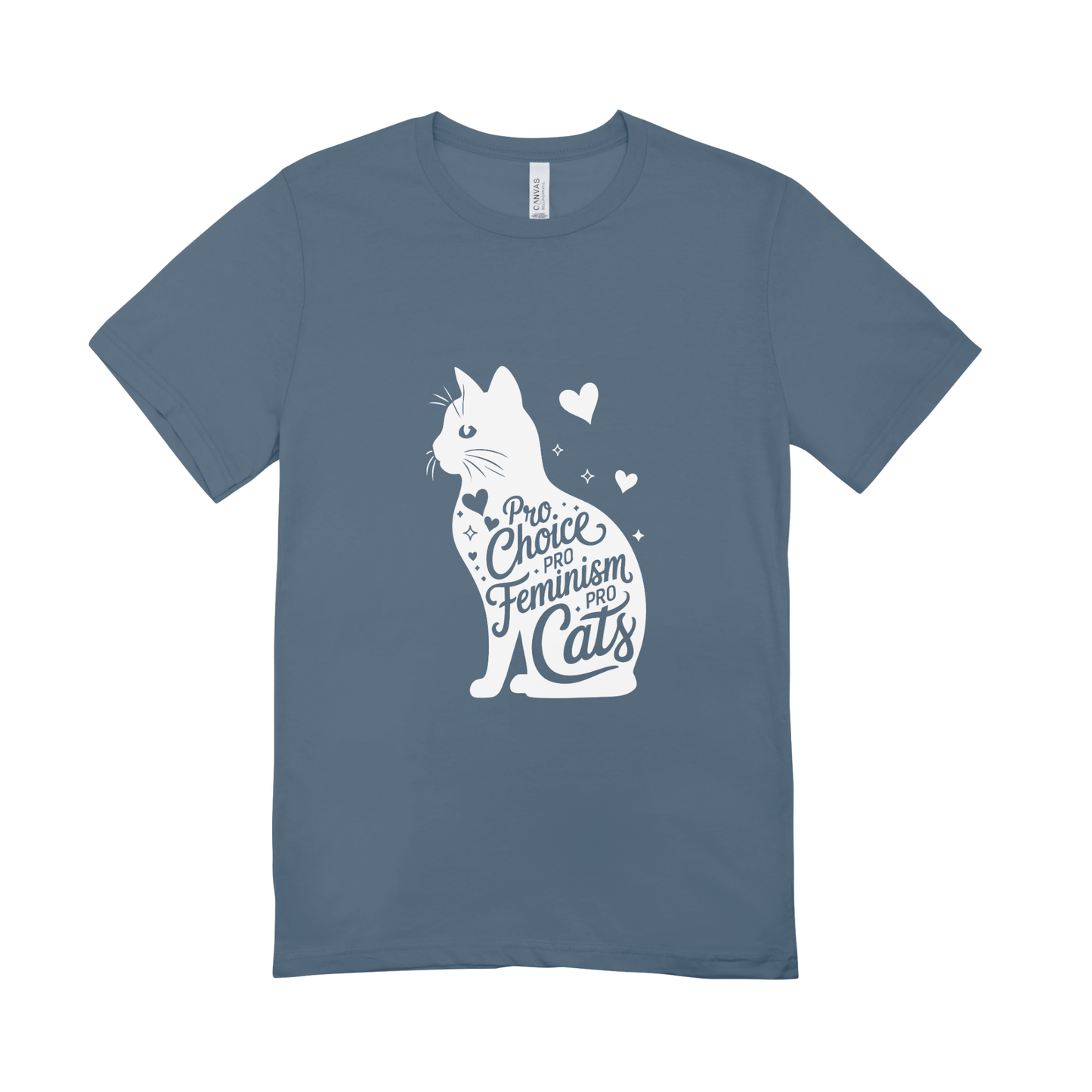 Unisex Bio-T-Shirt „Pro Choice – Pro Feminism – Pro Cats“ | Weißer Druck | 11 Farben