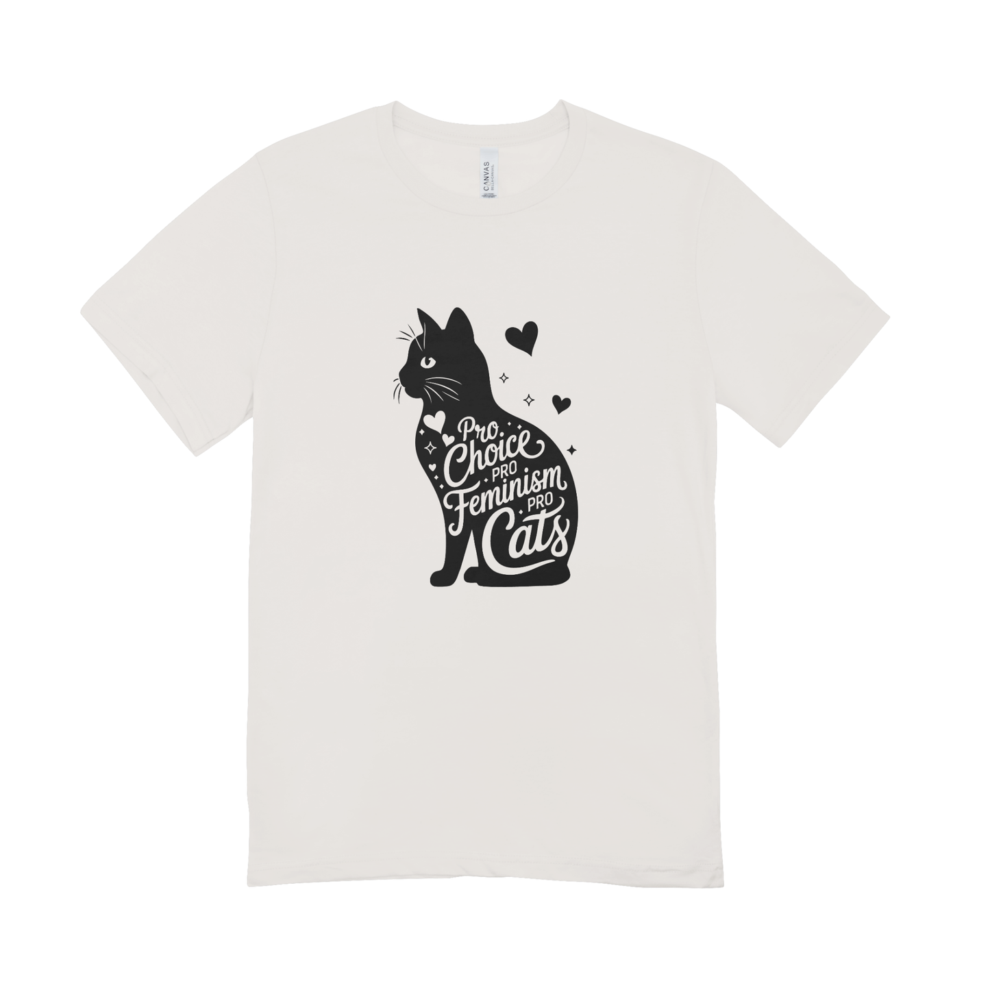 Unisex Bio-T-Shirt „Pro Choice – Pro Feminism – Pro Cats“ | Schwarzer Druck | 11 Farben