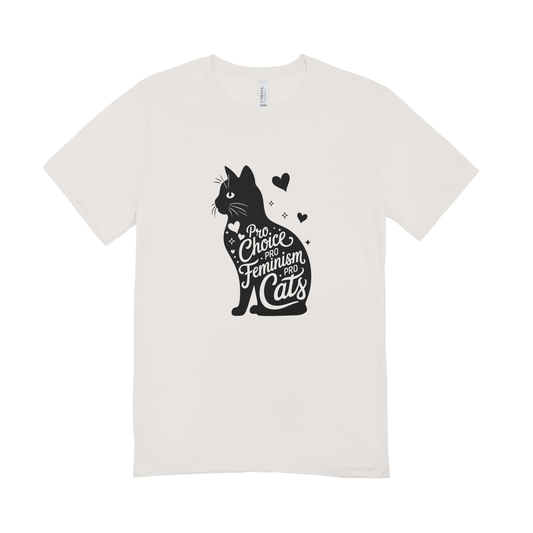 Unisex Bio-T-Shirt „Pro Choice – Pro Feminism – Pro Cats“ | Schwarzer Druck | 11 Farben