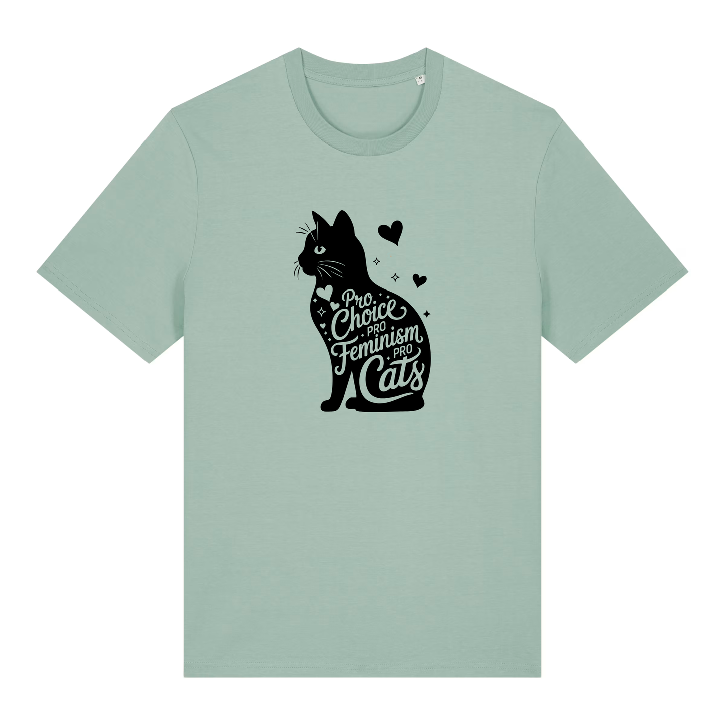 Unisex Bio-T-Shirt „Pro Choice – Pro Feminism – Pro Cats“ | Schwarzer Druck