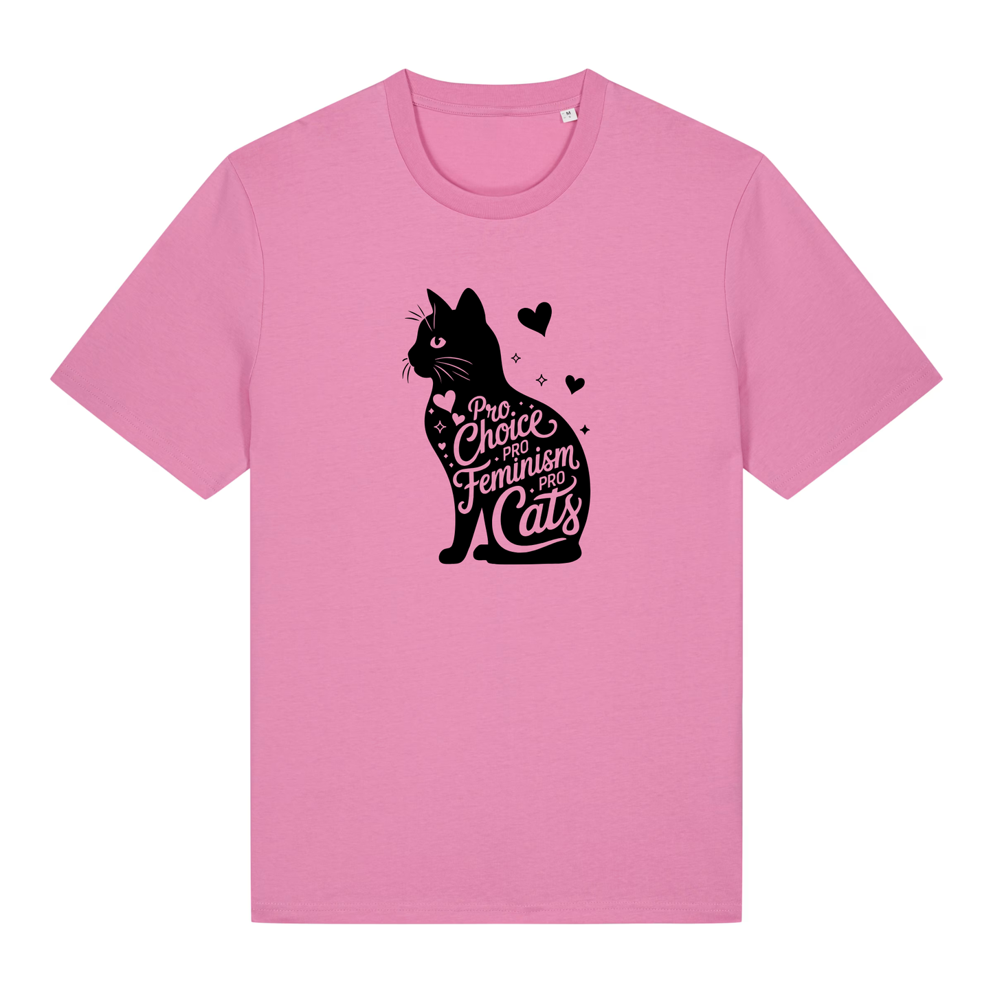 Unisex Bio-T-Shirt „Pro Choice – Pro Feminism – Pro Cats“ | Schwarzer Druck