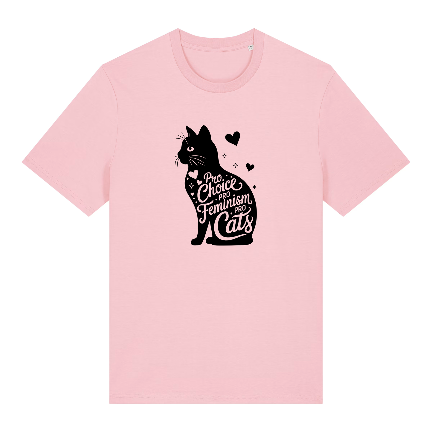 Unisex Bio-T-Shirt „Pro Choice – Pro Feminism – Pro Cats“ | Schwarzer Druck