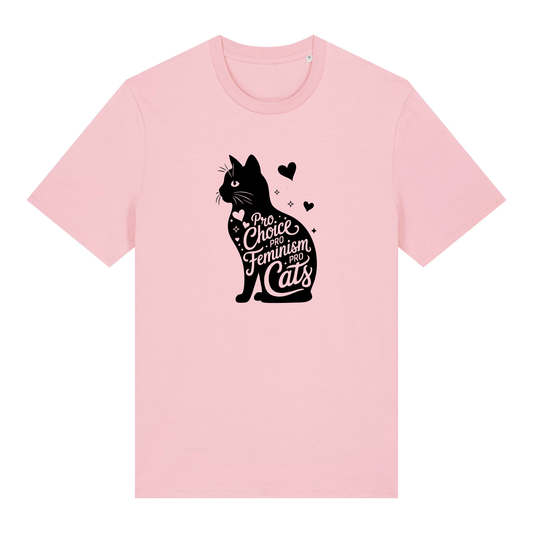 Unisex Organic T-Shirt "Pro Choice – Pro Feminism – Pro Cats" | Black Print | 11 Colors