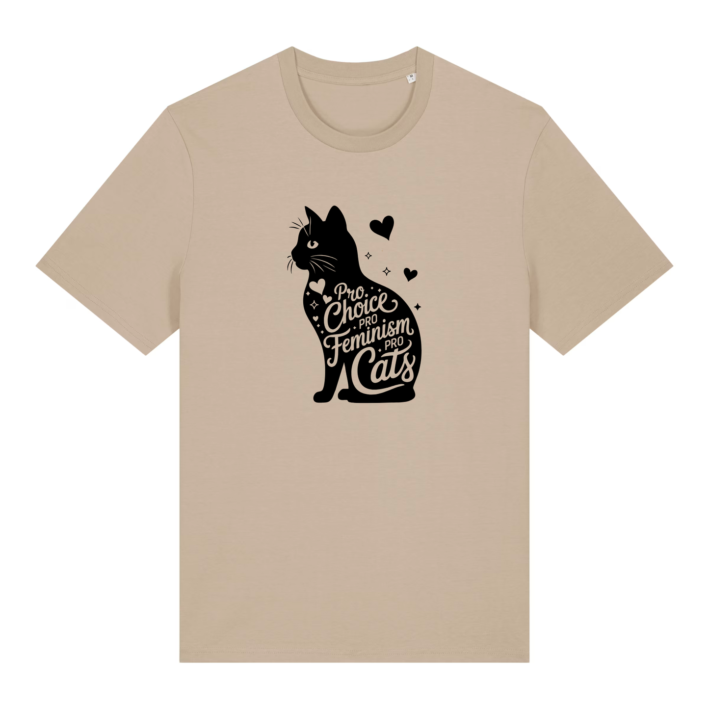 Unisex Bio-T-Shirt „Pro Choice – Pro Feminism – Pro Cats“ | Schwarzer Druck