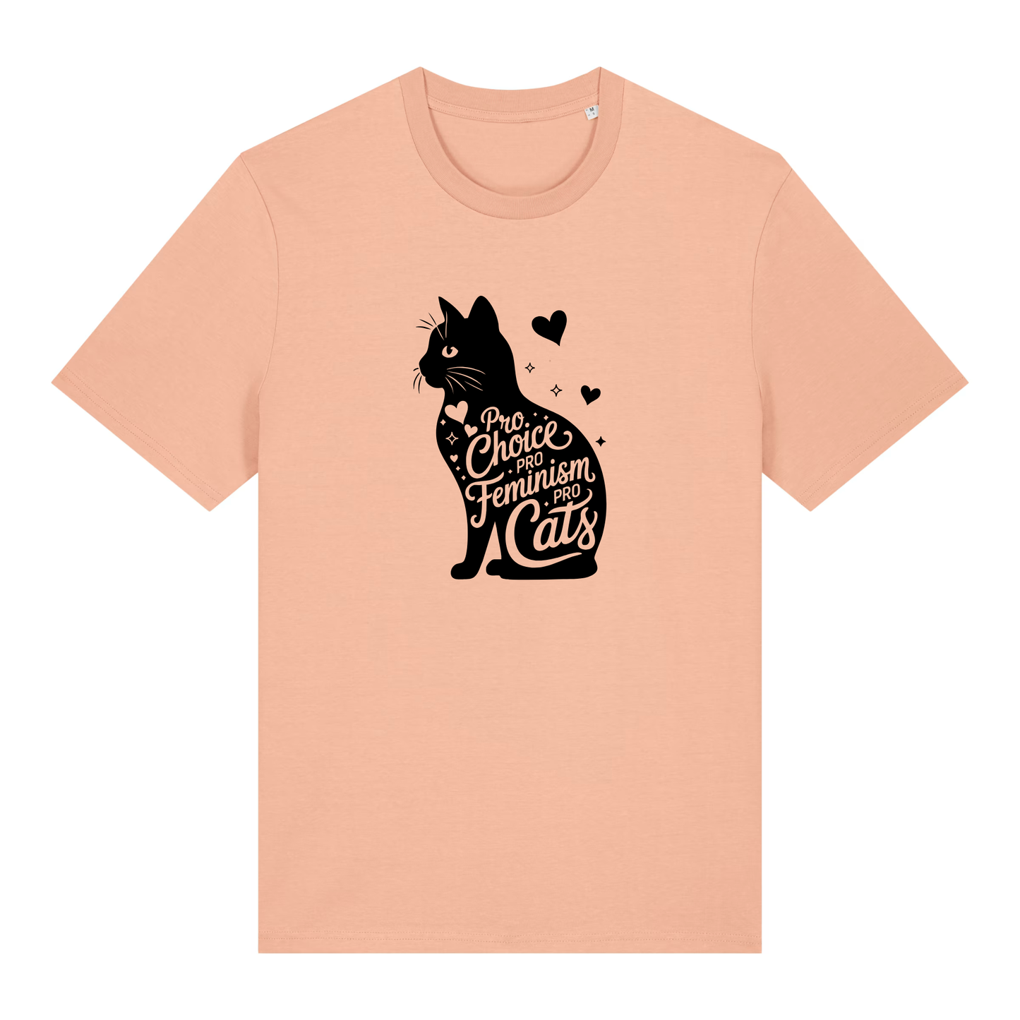 Unisex Bio-T-Shirt „Pro Choice – Pro Feminism – Pro Cats“ | Schwarzer Druck