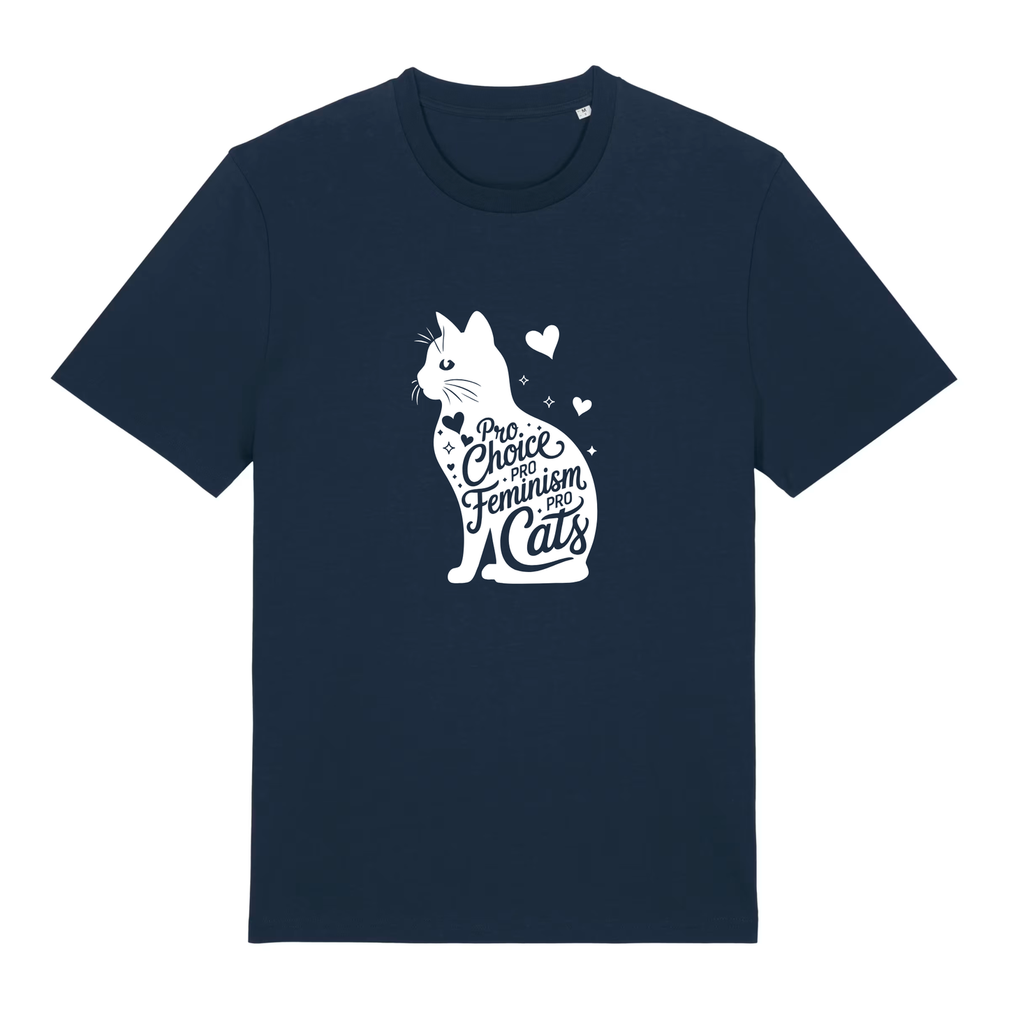 Unisex Bio-T-Shirt „Pro Choice – Pro Feminism – Pro Cats“ | Weißer Druck