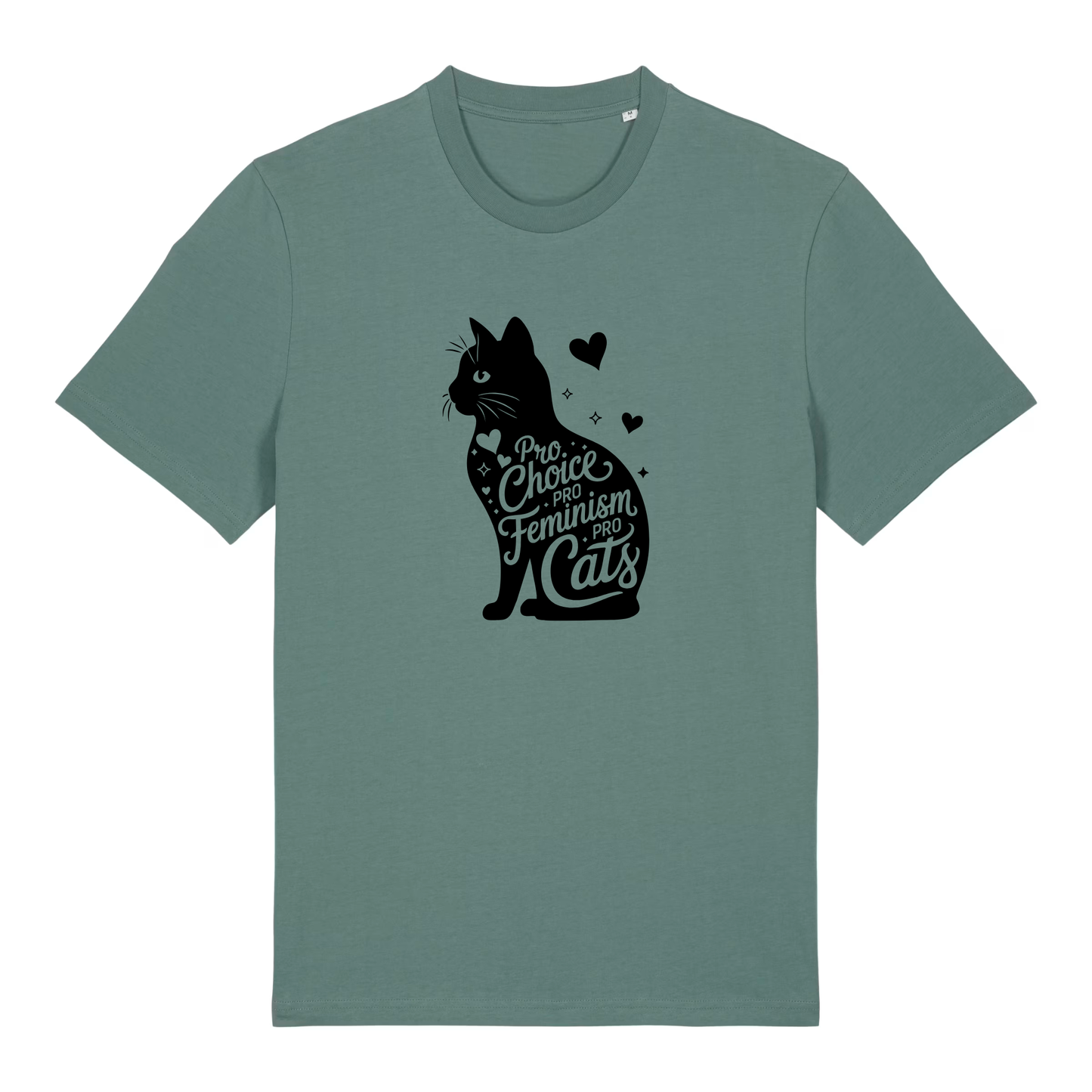 Unisex Bio-T-Shirt „Pro Choice – Pro Feminism – Pro Cats“ | Schwarzer Druck