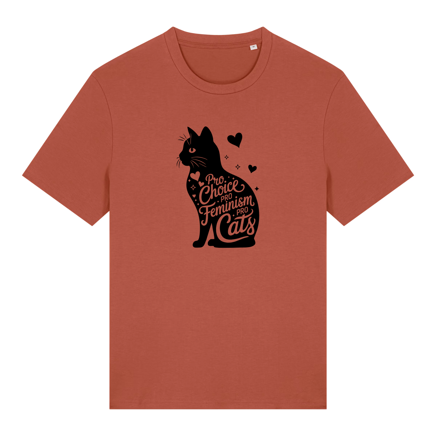 Unisex Bio-T-Shirt „Pro Choice – Pro Feminism – Pro Cats“ | Schwarzer Druck