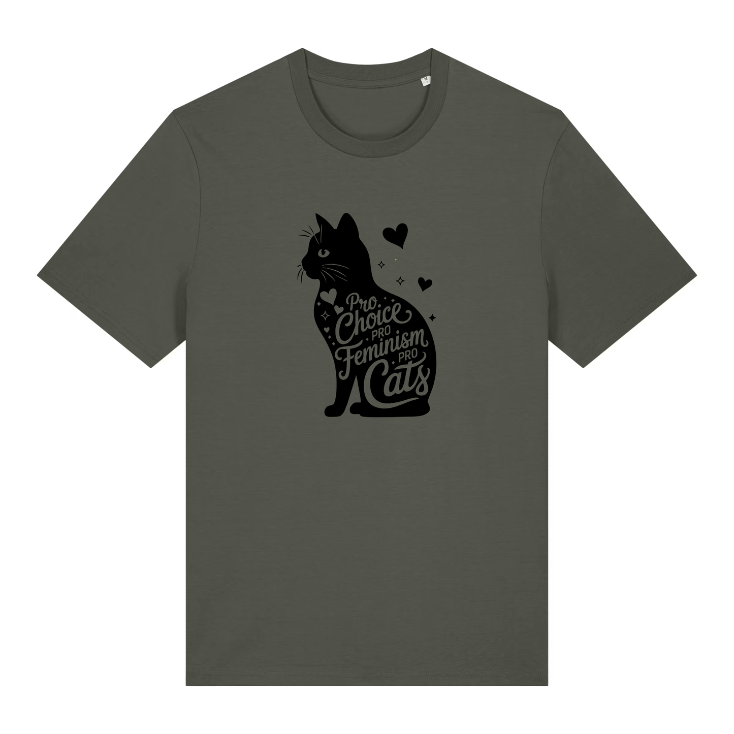Unisex Bio-T-Shirt „Pro Choice – Pro Feminism – Pro Cats“ | Schwarzer Druck