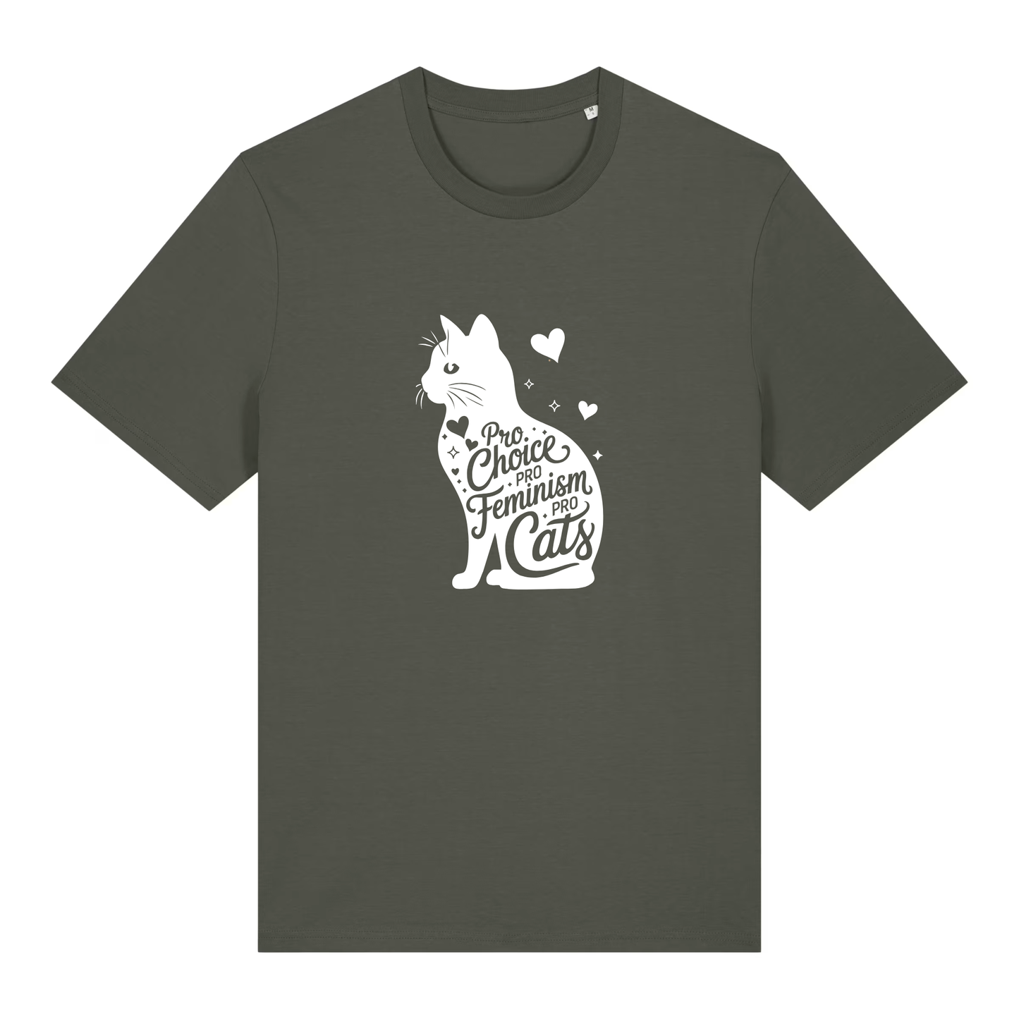 Unisex Bio-T-Shirt „Pro Choice – Pro Feminism – Pro Cats“ | Weißer Druck