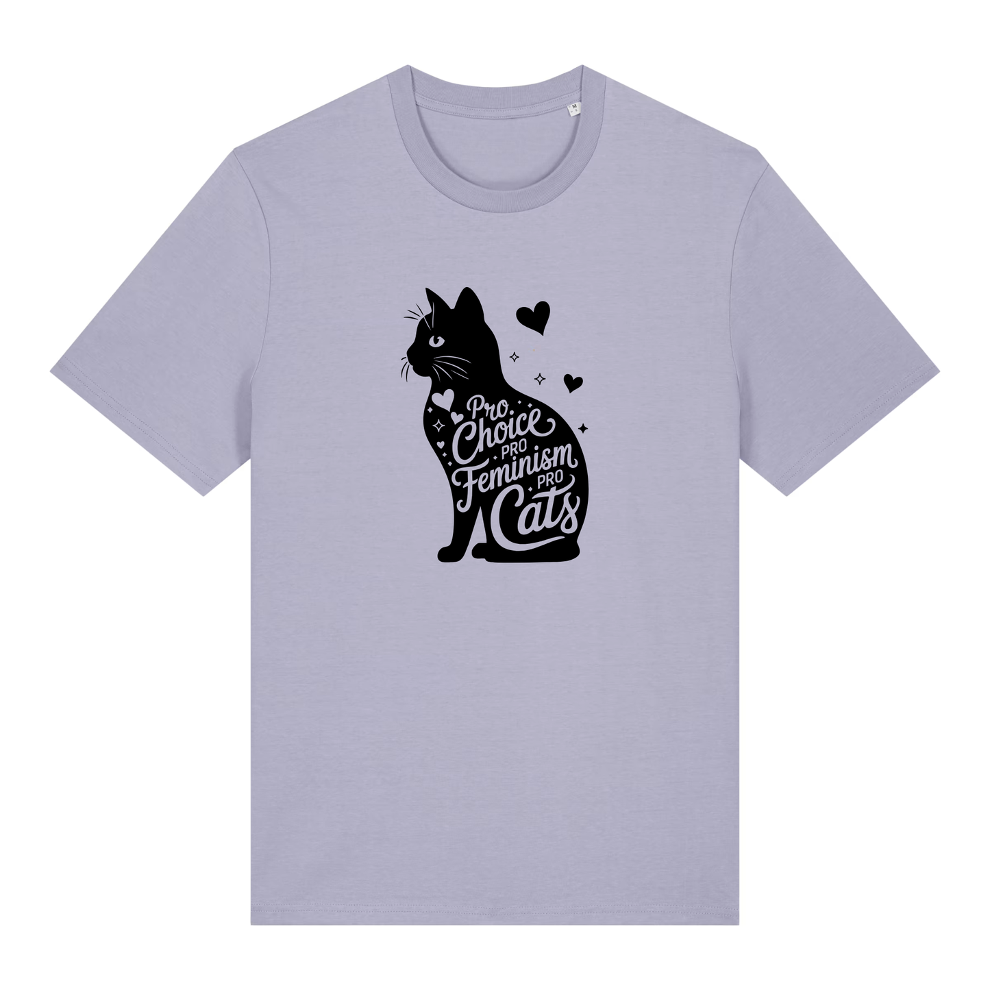 Unisex Bio-T-Shirt „Pro Choice – Pro Feminism – Pro Cats“ | Schwarzer Druck