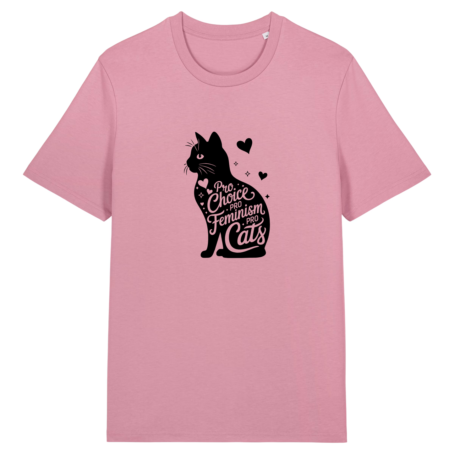 Unisex Bio-T-Shirt „Pro Choice – Pro Feminism – Pro Cats“ | Schwarzer Druck