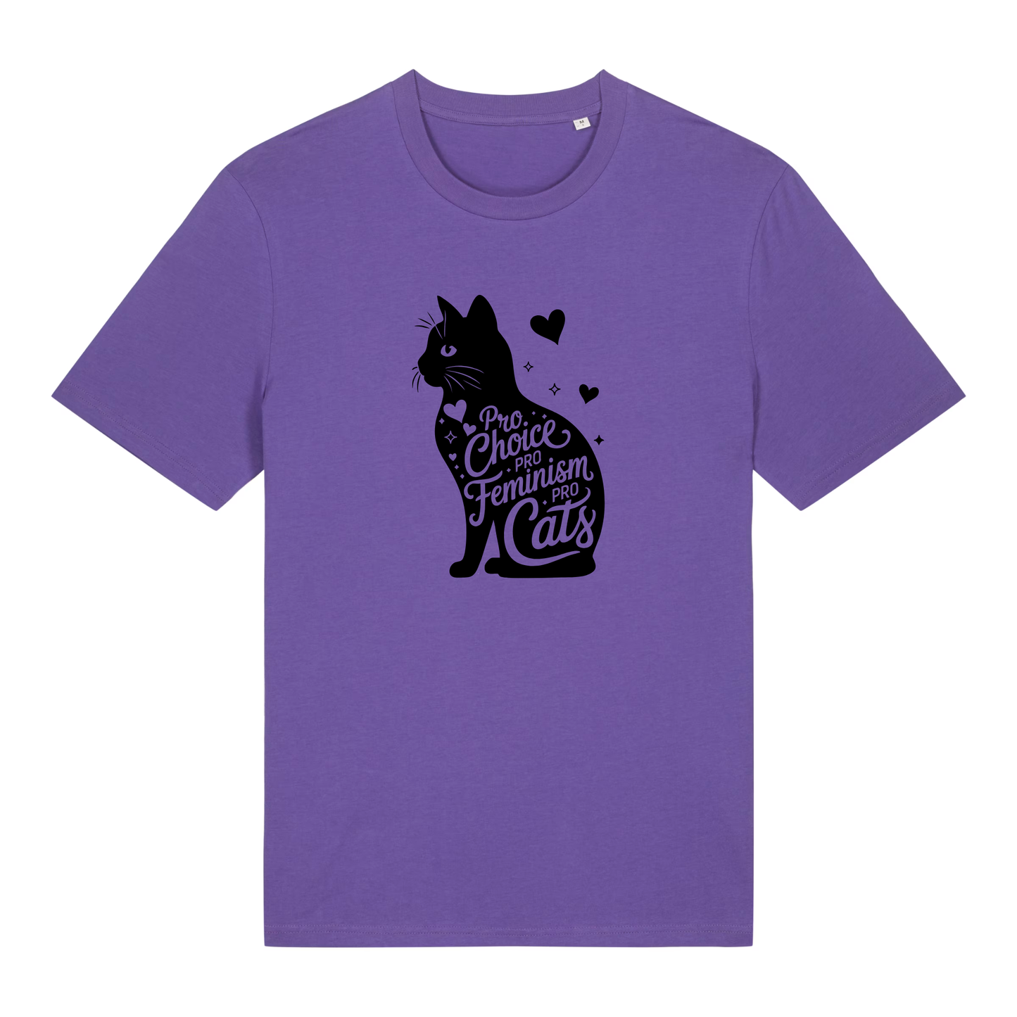 Unisex Bio-T-Shirt „Pro Choice – Pro Feminism – Pro Cats“ | Schwarzer Druck