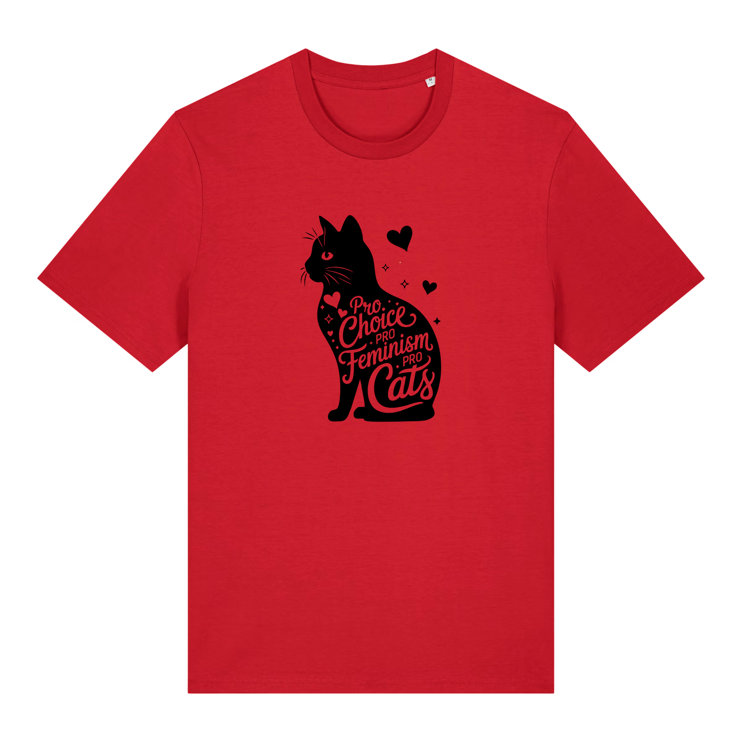Unisex Bio-T-Shirt „Pro Choice – Pro Feminism – Pro Cats“ | Schwarzer Druck