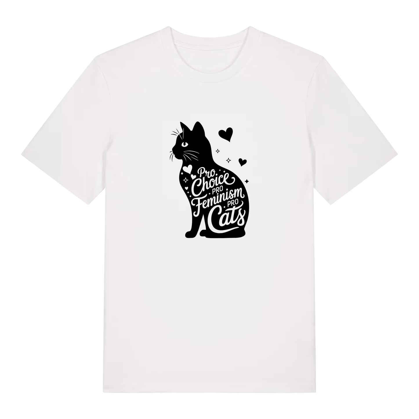 Unisex Bio-T-Shirt „Pro Choice – Pro Feminism – Pro Cats“ | Schwarzer Druck